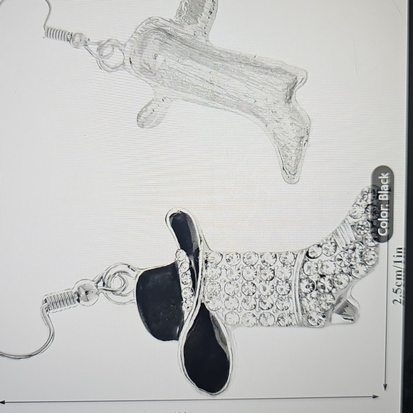 NWT Buer Elegant Boot & Hat Rhinestone Cowboy Earrings Silver & Black 2" X 1" - Picture 2 of 6